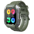 C20 camouflage smartwatch with silicone wristband showing 45mm case diameter and touch button controls