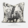 Abstract geometric golden horse design on a jacquard woven polyester cushion cover.
