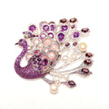Alloy freshwater pearl peacock brooch on a pink surface, Style1 finish