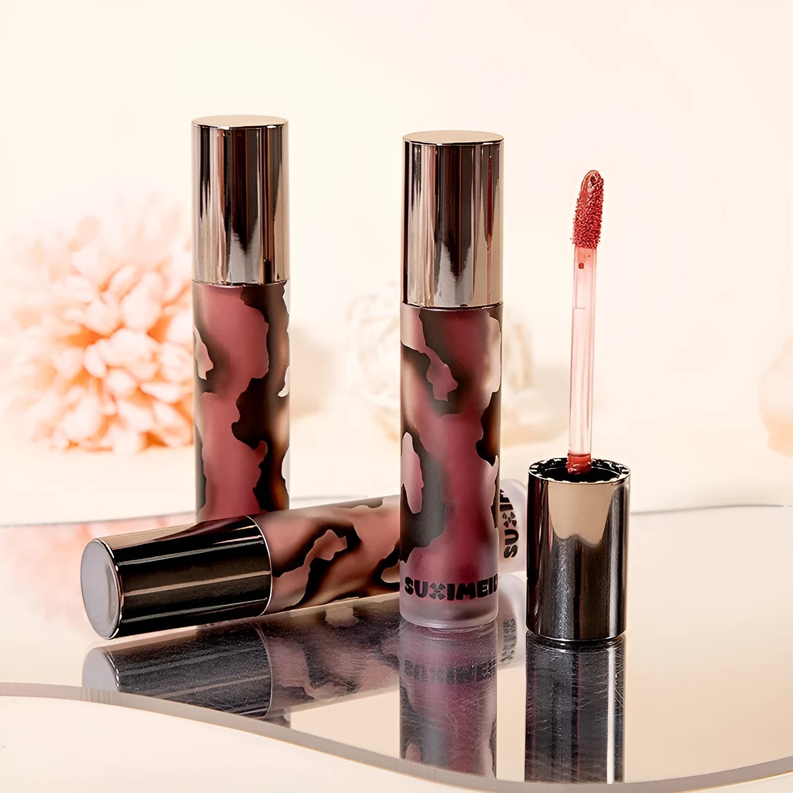 Matte lip mud lipstick bullet showing natural finish with no-cup-stain technology