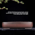 Rectangular purple clay flower pot with antique handmade finish and 60cm length dimensions