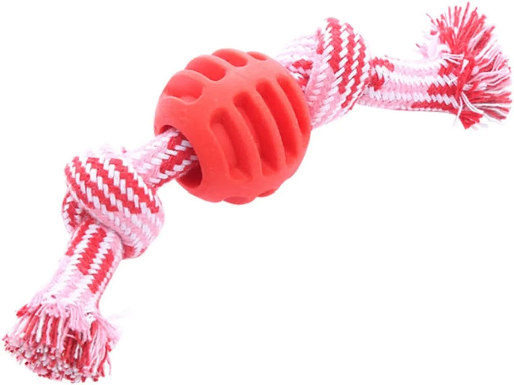 Blue dog chew toy with rope elements for dental cleaning and oral health protection