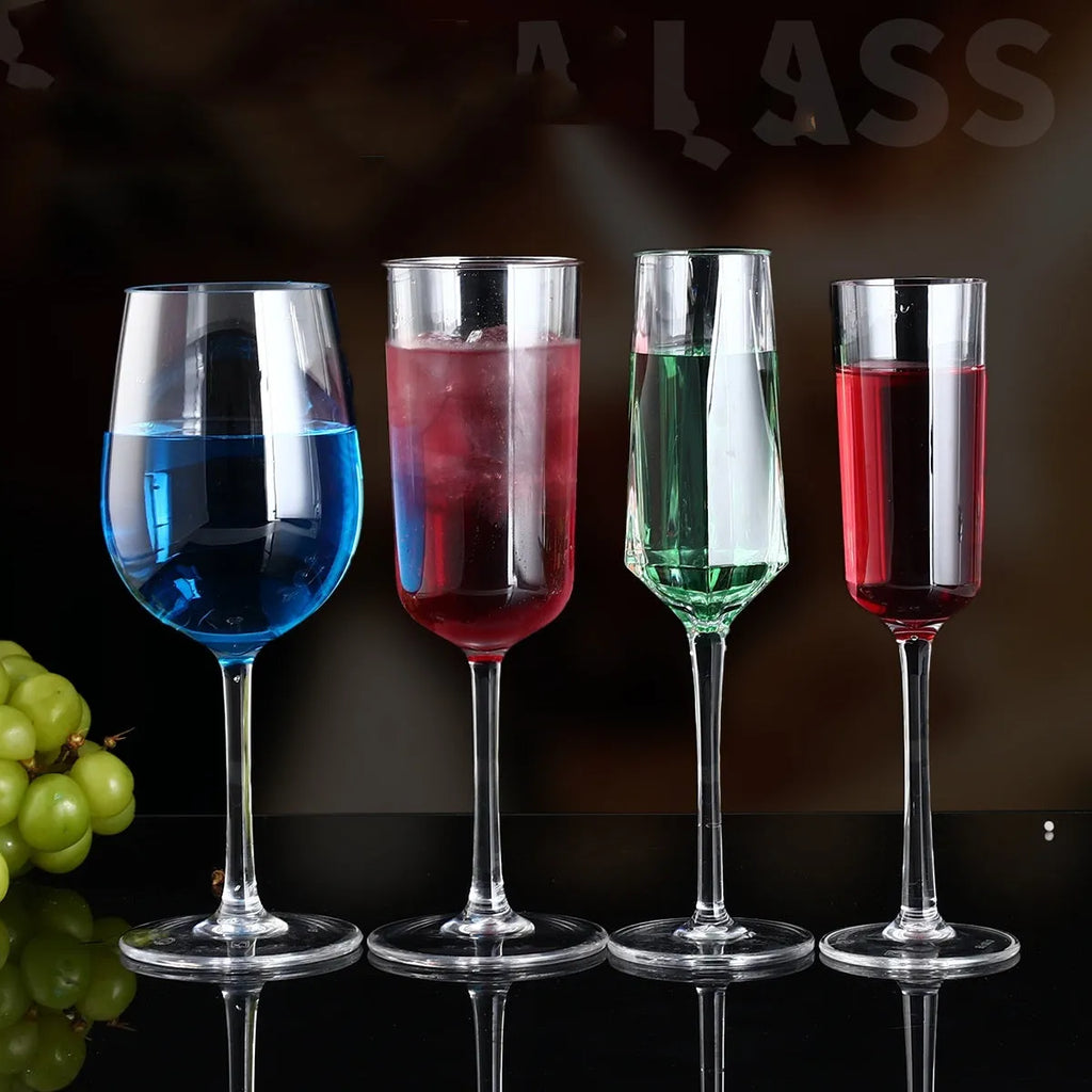 Drop-resistant PC acrylic wine glass for party catering with food-grade plastic construction