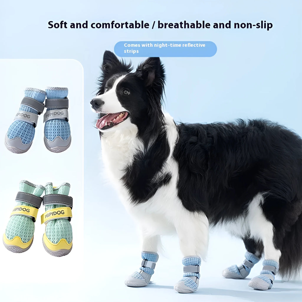 Summer breathable anti-scald dog shoes in Bondi blue colour for paw protection