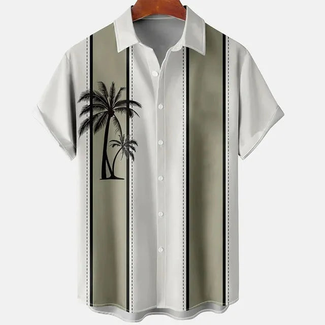 Men's slim fit floral print short sleeve shirt in polyester available sizes S to 5XL