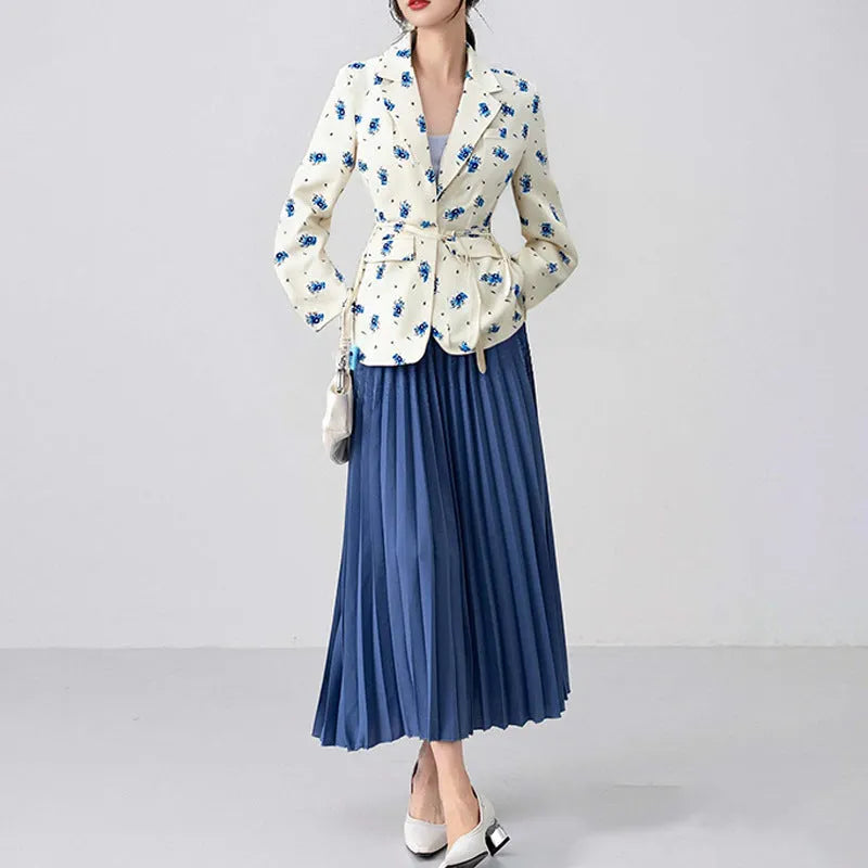 Women's collar lace-up waist-tight suit jacket in polyester available in multiple colours and sizes