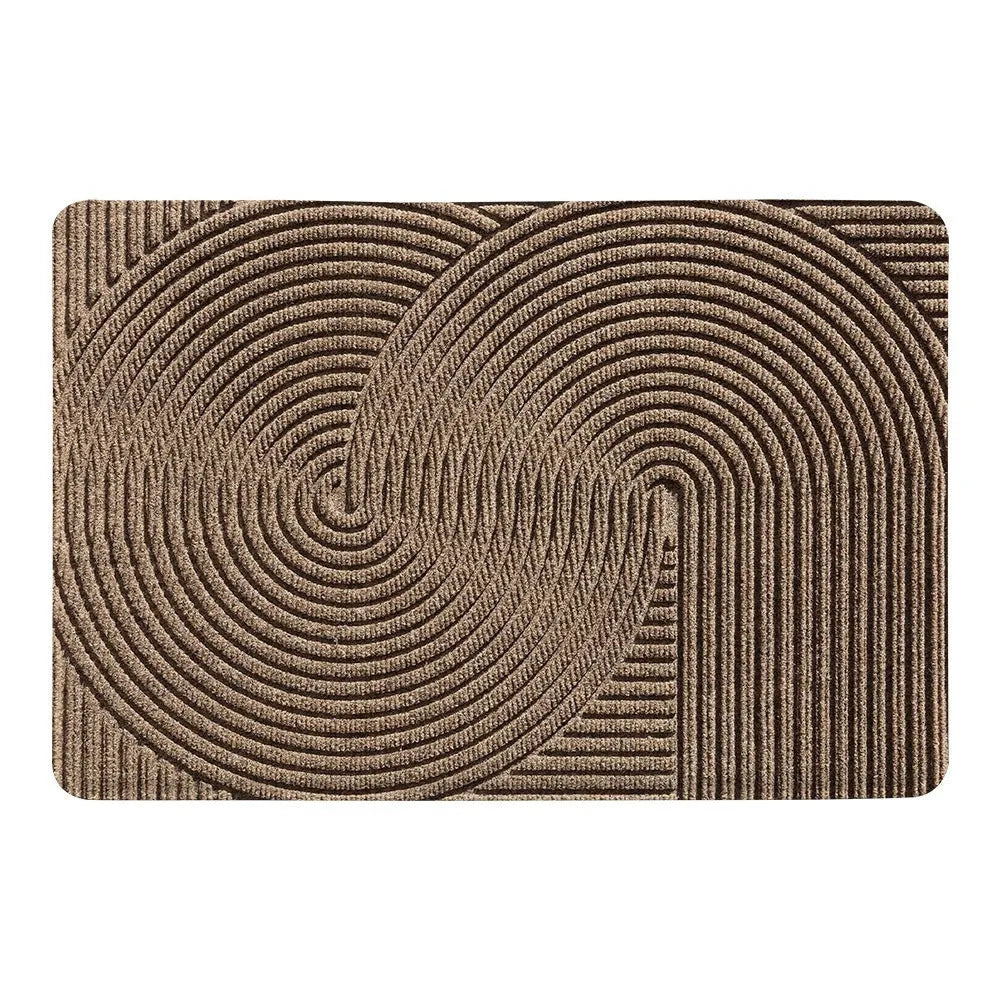 Green diatom oil entrance mat with wire ring frame measuring 60x90cm featuring alien shape and cartoon anime pattern