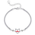 S925 silver heartbeat signal couples bracelet with heart shape motif in men's and women's versions