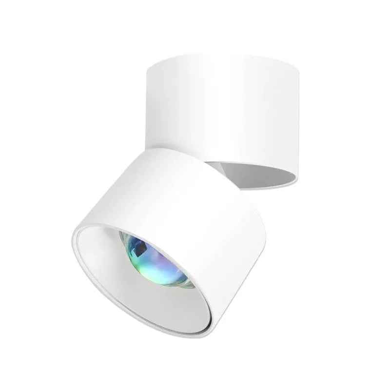 Open-mounted non-falling spotlight wall light in white aluminium with sunset light colour temperature