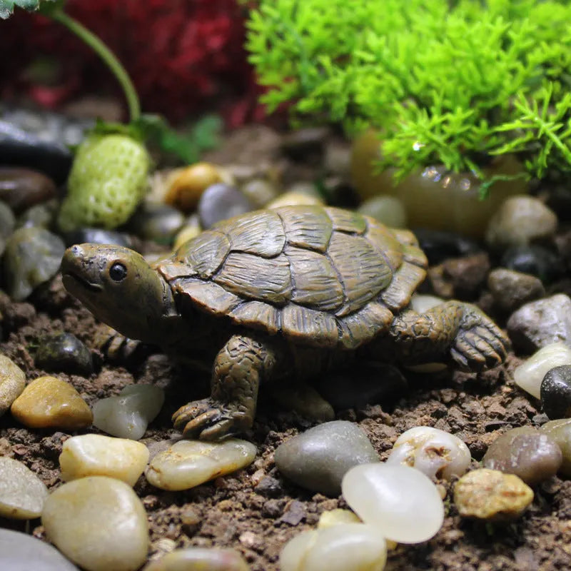 Realistic resin turtle garden ornament for micro landscape displays