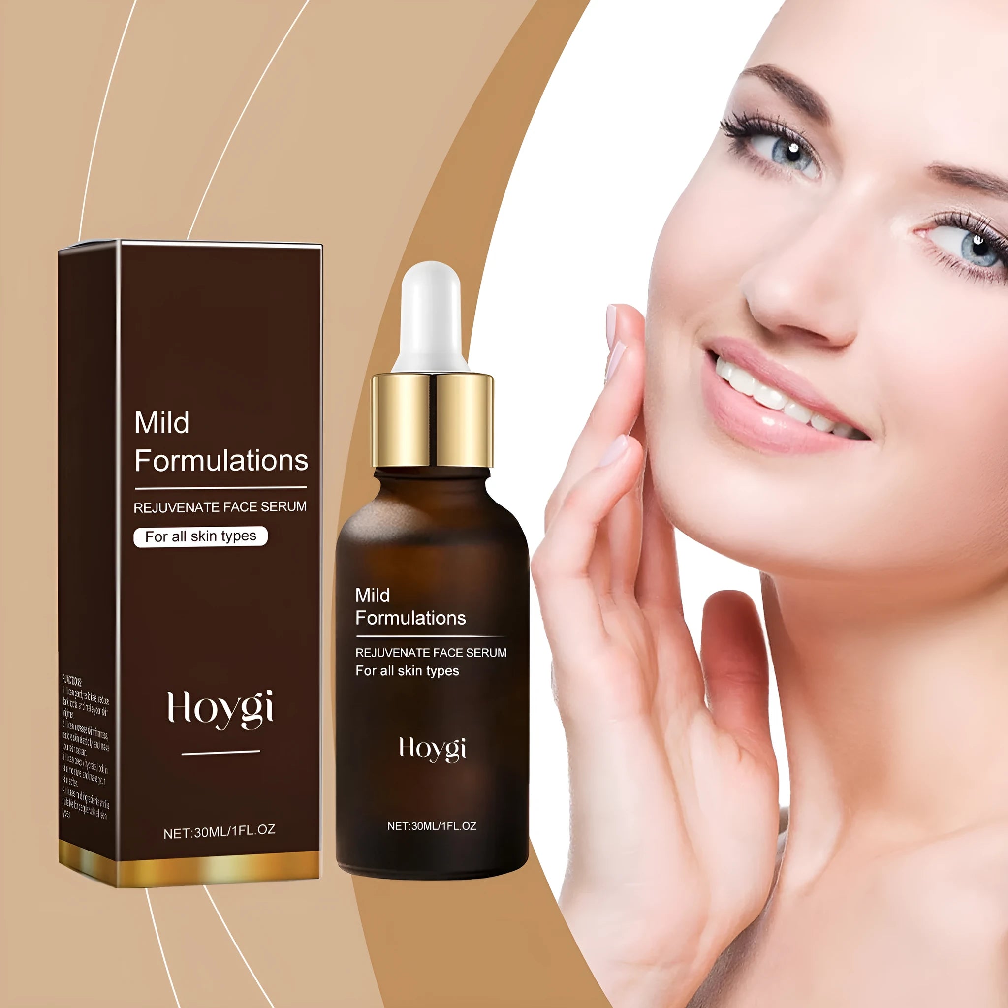 30ml facial essence in glass bottle with hyaluronic acid and arbutin for skin hydration