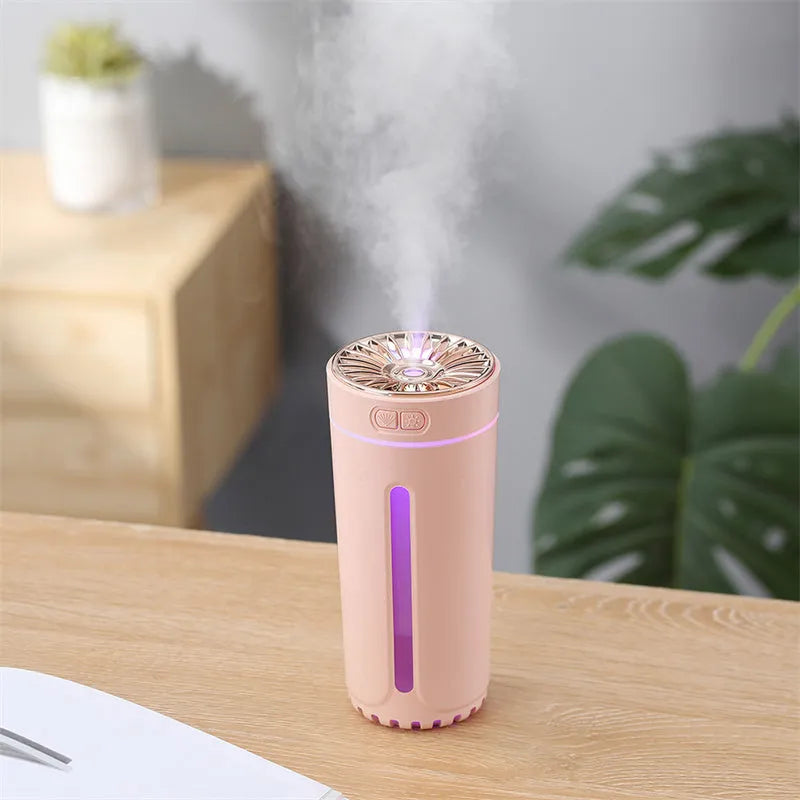 Wireless car humidifier with colourful LED lights and USB charging cable