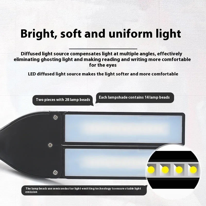 Music stand lamp with 28 LED lights for sheet music illumination in black plastic housing