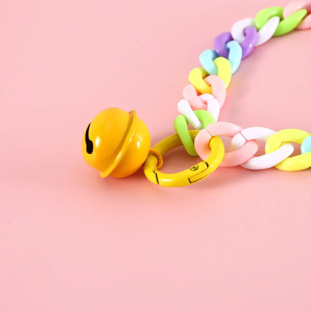 Adjustable plastic pet collar in macaron candy colours with chain detailing for cats, dogs and rabbits