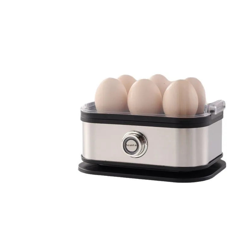 Black mini portable stainless steel egg boiler with universal voltage compatibility