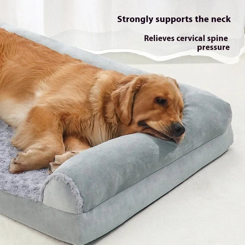 Light grey cloth dog kennel for medium large dogs, shown in a home setting.