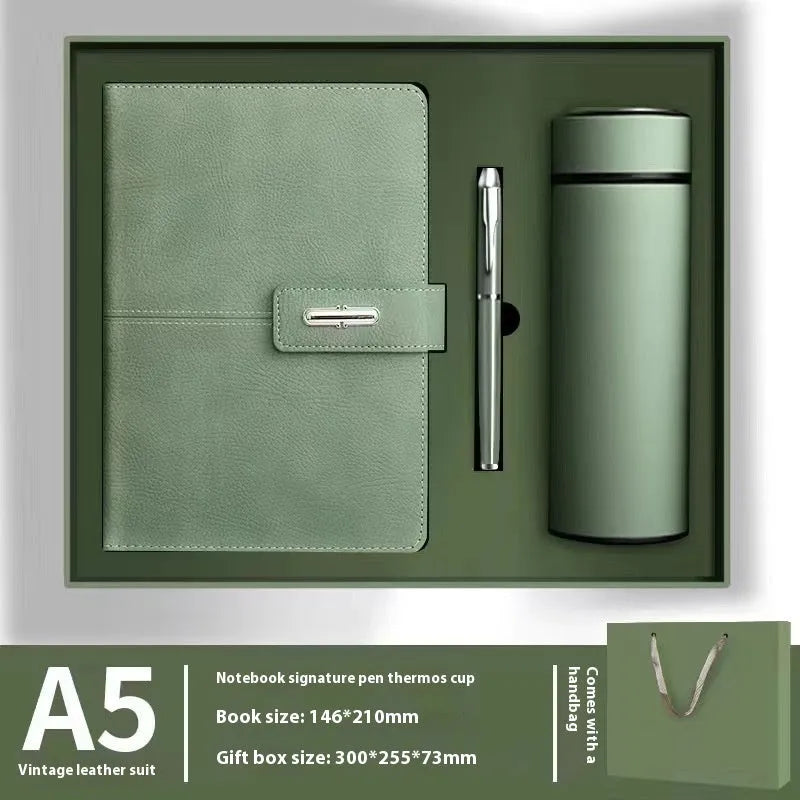 A5 notebook with PU leather cover in choice of colours including black, red, green, blue and orange.