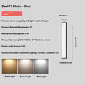 Modern outdoor wall lamp mounted on stone wall, showing clean lines and illuminated light source.