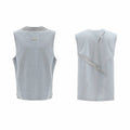 Niche 3D cutting hollow mesh sleeveless vest in black slim fit with metal decoration