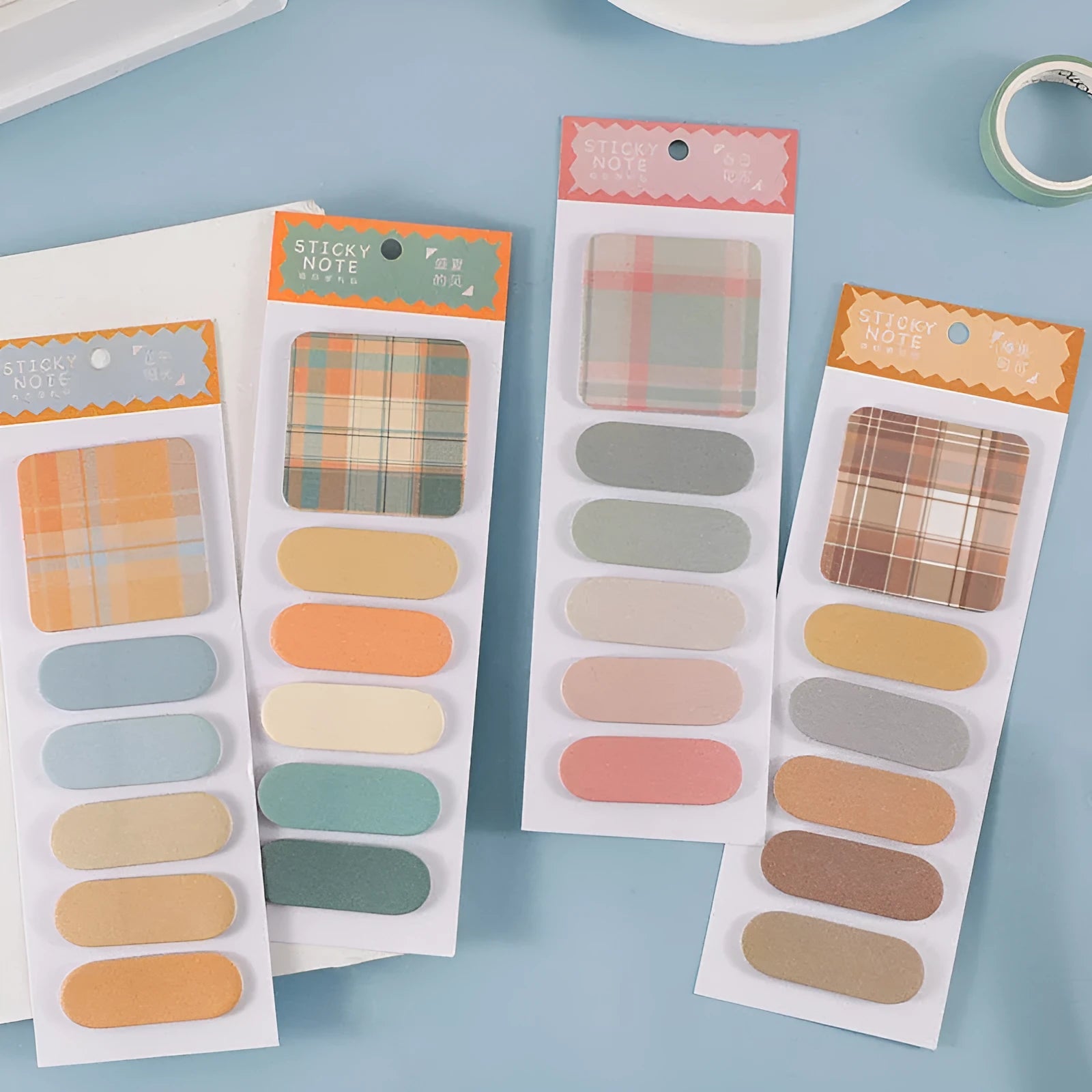 Colourful memo pad with sticky notes in eight seasonal colour designs including Spring Garden and Twilight Coast