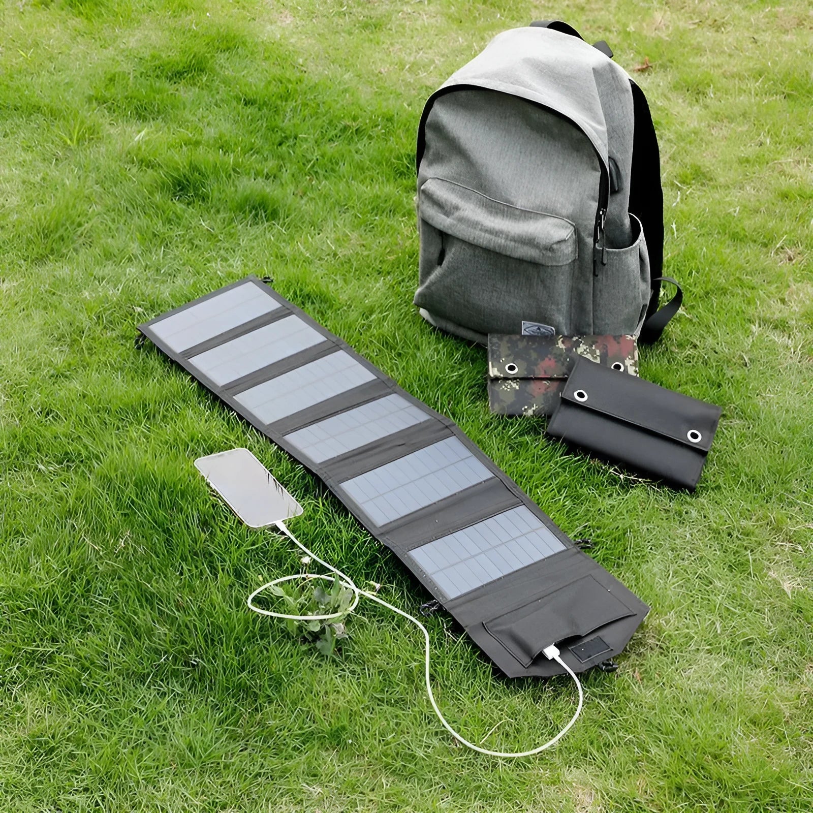 Solar charging board panel portable outdoor power bank single crystal plate black camouflage