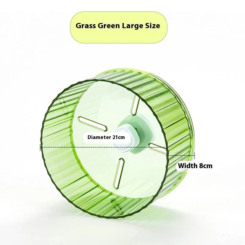 Plastic bird running wheel toy in transparent colour showing 21cm diameter size