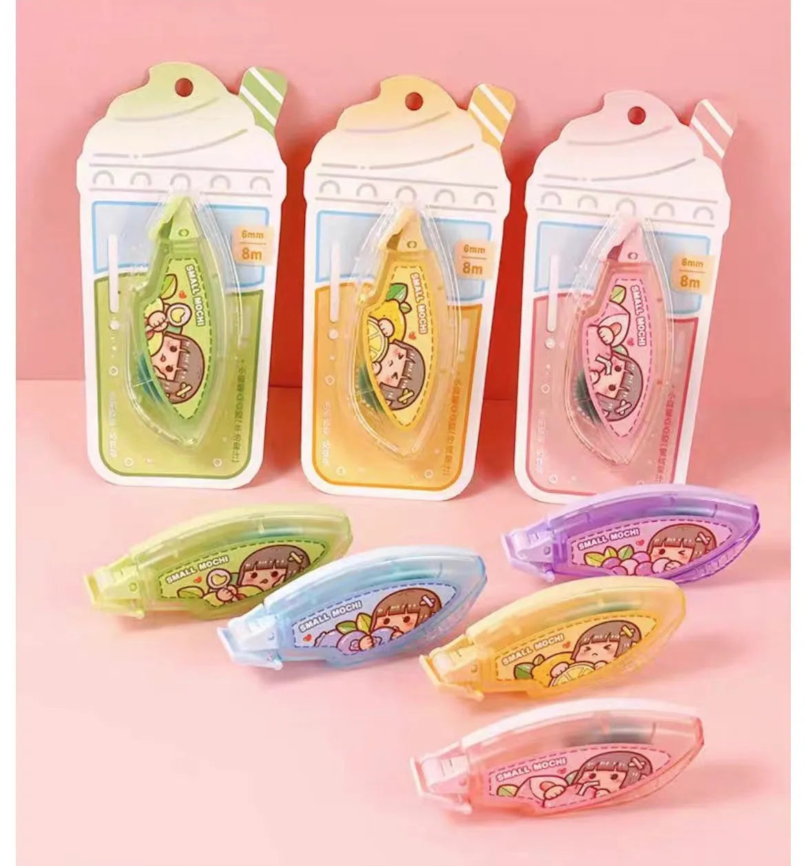 Cute fruit juice coloured dotting glue with high viscosity, traceless double-sided adhesive for crafts