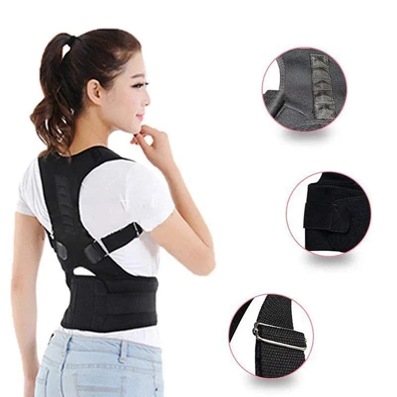 Kyphotone back posture corrector shoulder straight strap black waist support belt