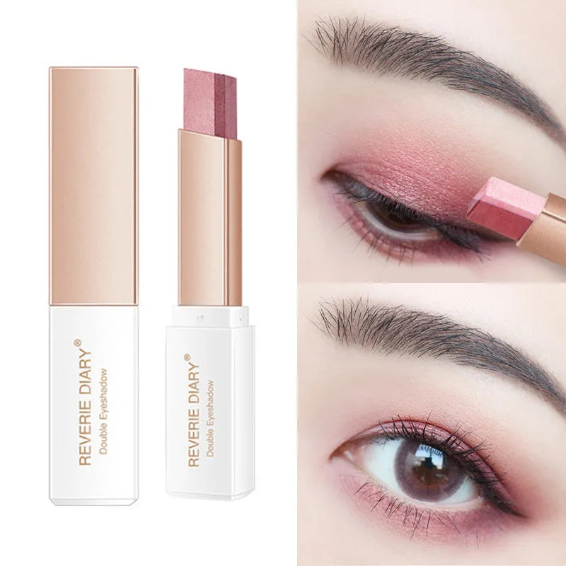 Lazy Double Color Eyeshadow Stick 3.8g in rotating style with gradient shimmer finish