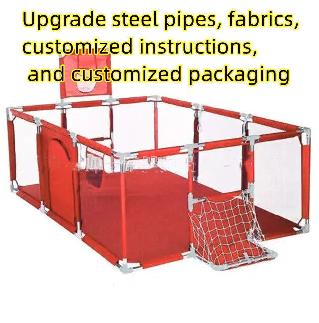 Children's tent playpen with Oxford cloth fence and stainless steel frame in dark grey, 1.22x2.3x1.05m, for indoor play