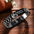 Titanium steel bracelet with curved heart design and personalised lettering in black or grey options