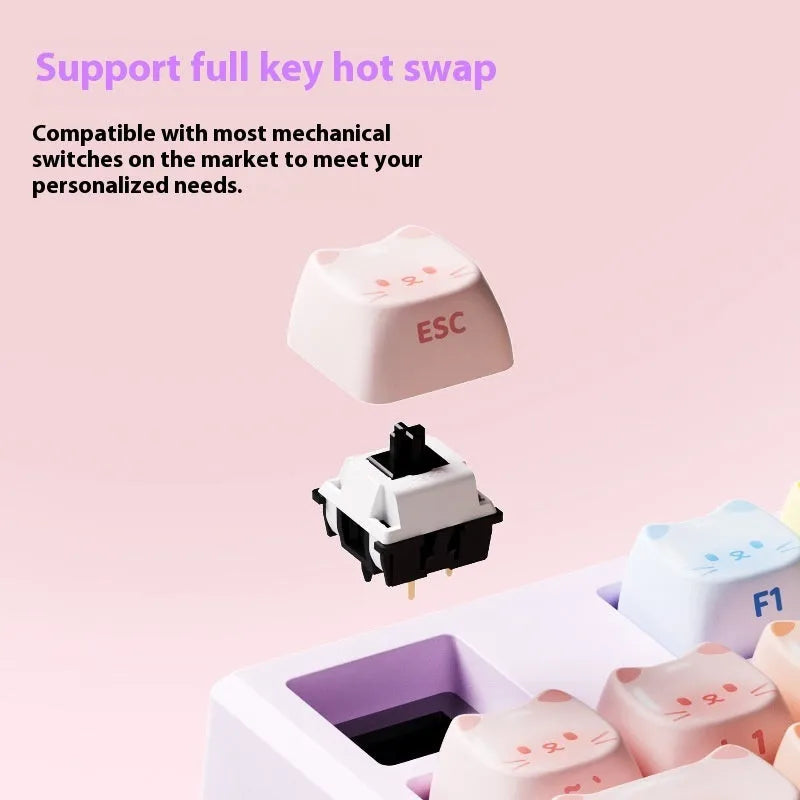 MG108B coloured sugar cat design mechanical keyboard with Bluetooth connectivity