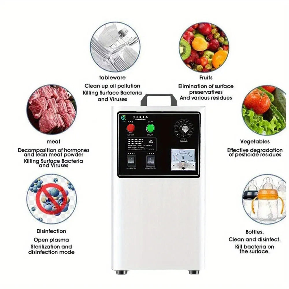 Ozone generator for fruit and vegetable treatment with 20g/h output and air-cooled system