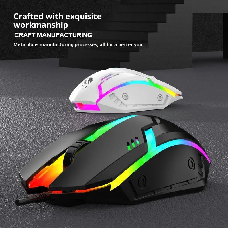 Large weighted wired USB e-sports mouse for laptop gaming in black
