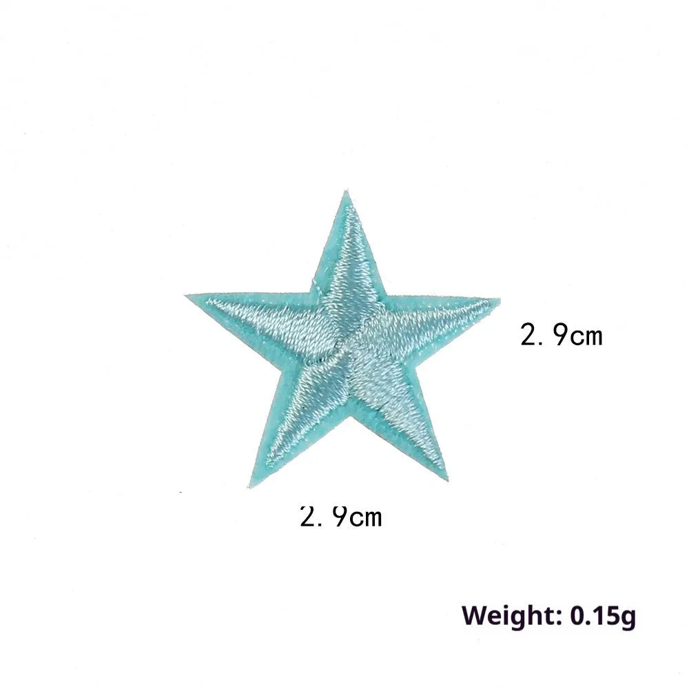 Colourful five-pointed star cloth embroidery stickers for DIY fabric decoration