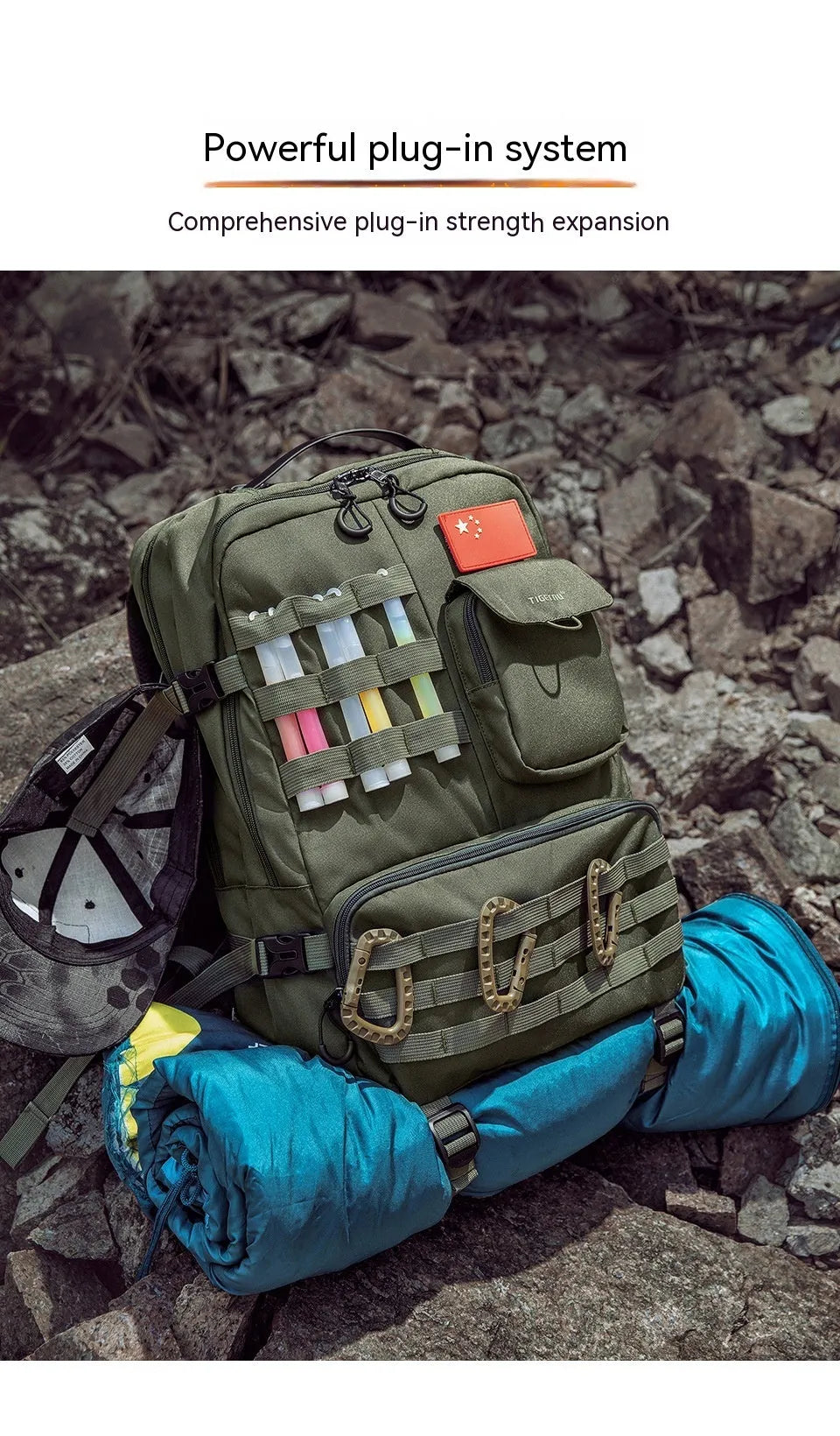 17-inch tactical backpack in Army Green or Black with 20-35L capacity