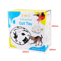 Colourful plastic cat toy with built-in teaser wand measuring 19.8 x 11.5 x 19.5cm