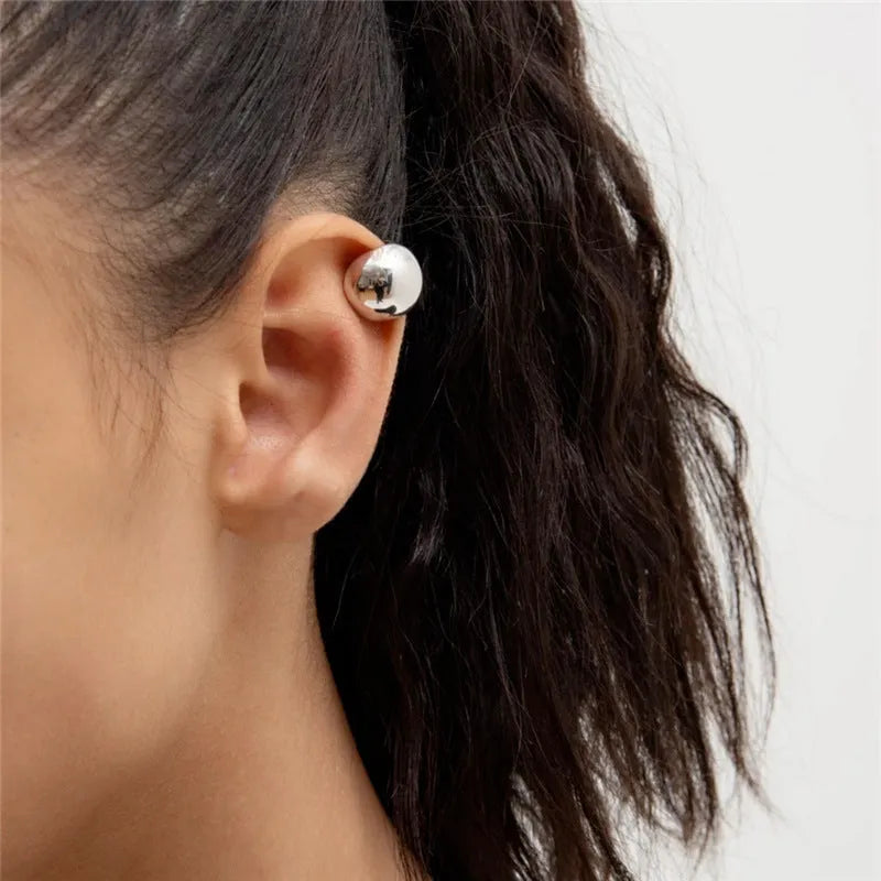 Women's brass plated 18K real gold metal spherical earrings in gold colour on copper base