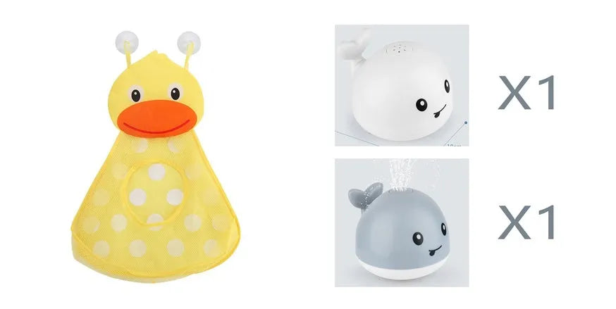 Automatic water induction whale bath toy spraying water with colourful LED lights