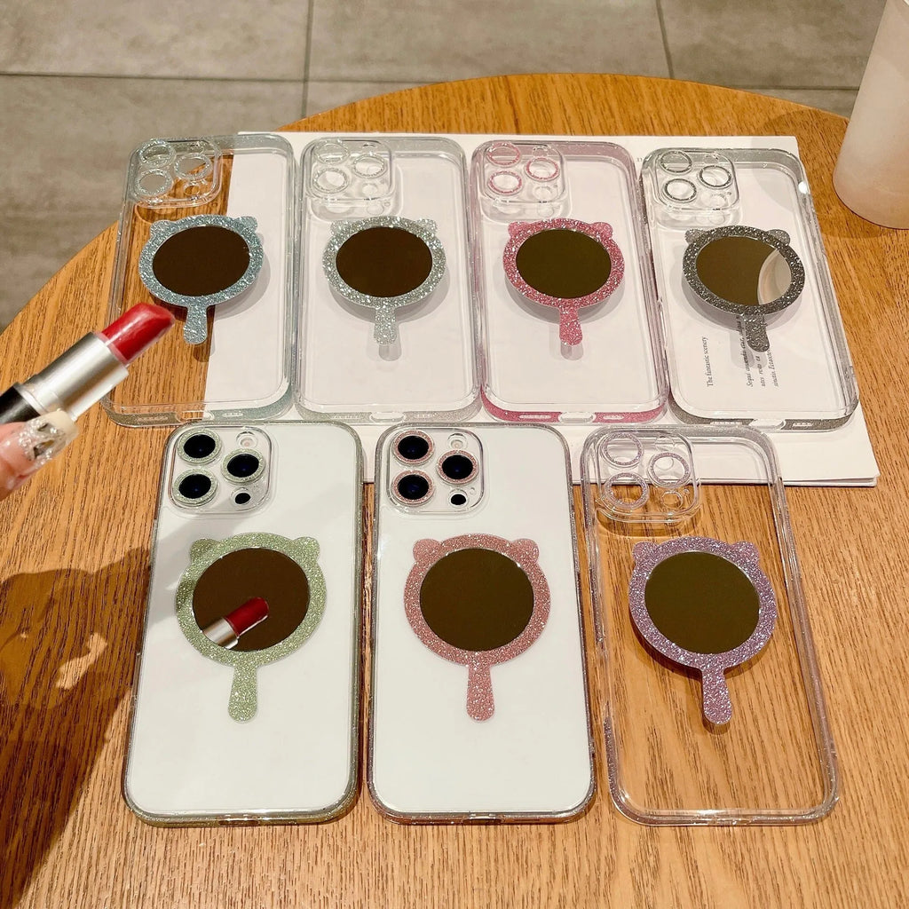 Advanced magnetic suction TPU phone case for iPhone with Star River mirror design in blue colour