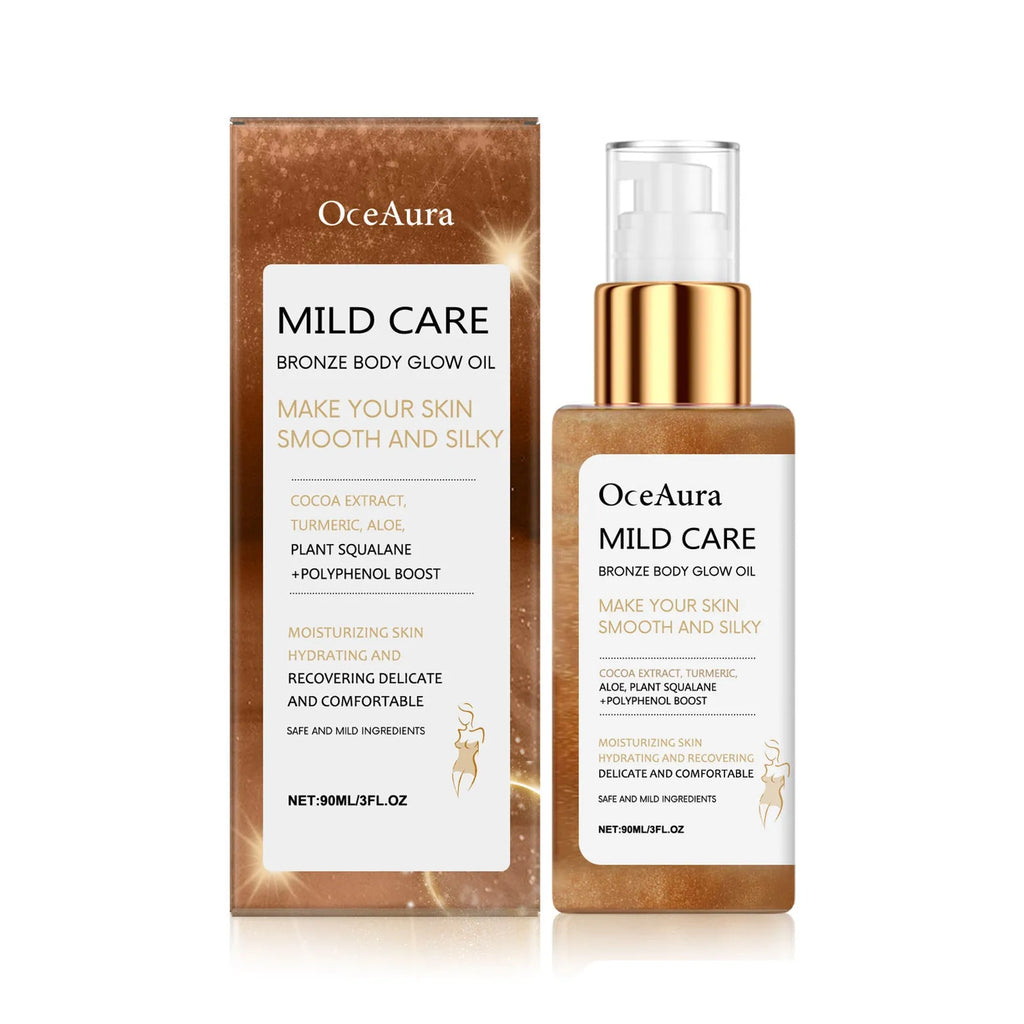 Bronze waterproof moisturizing massage body flash oil 90ml bottle with botanical ingredients