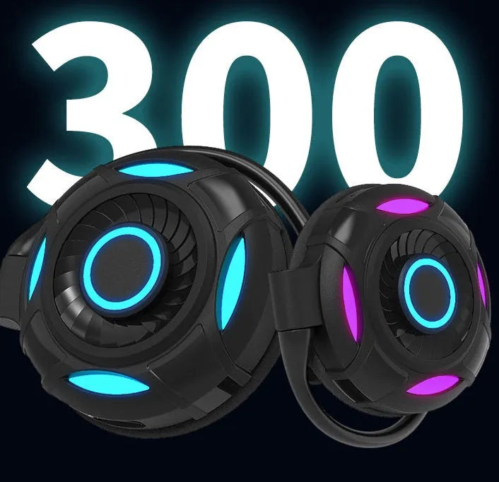 Black Bluetooth gaming earphones with hanging ear design and USB charging cable