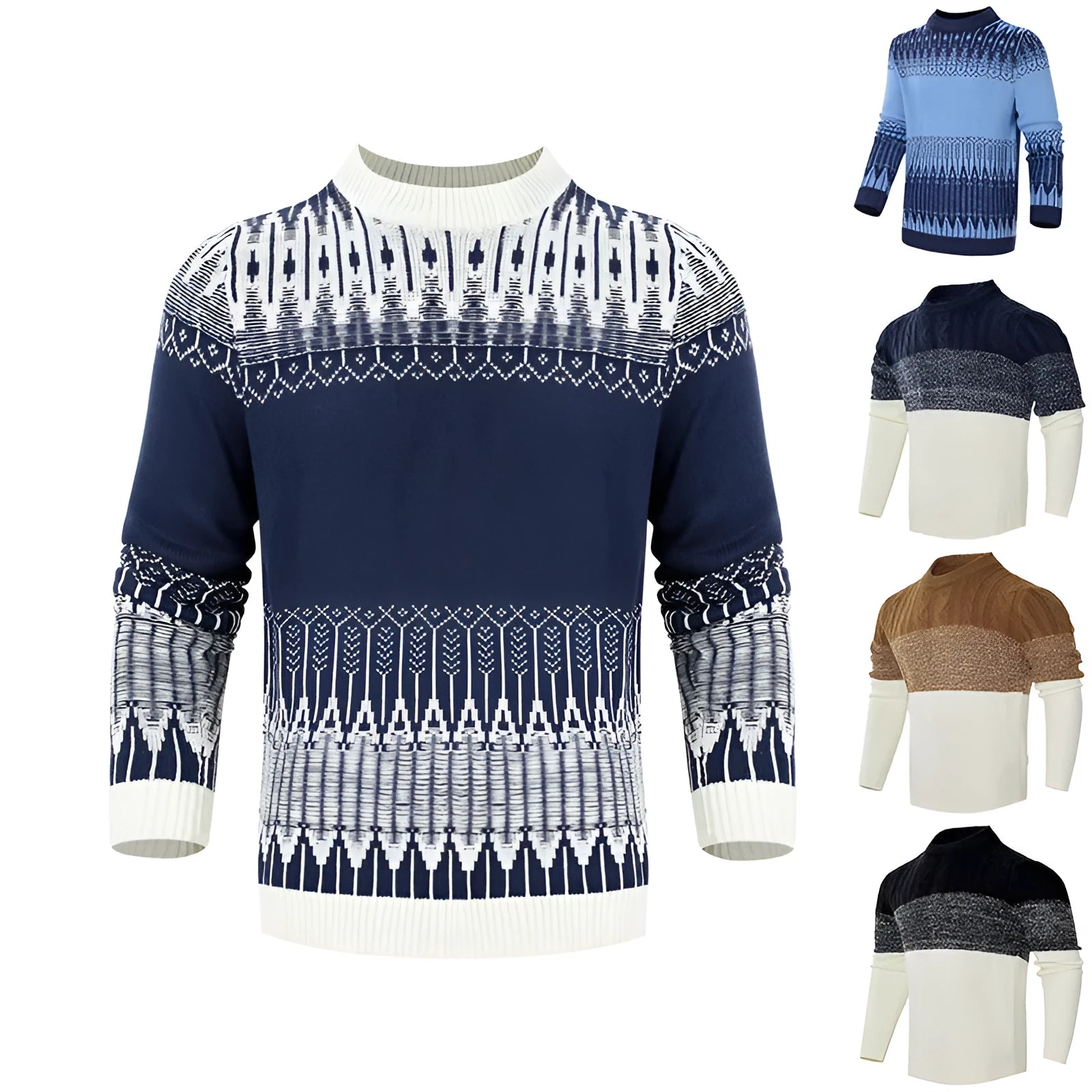 Men's knitted pullover sweater in various sizes for winter wear