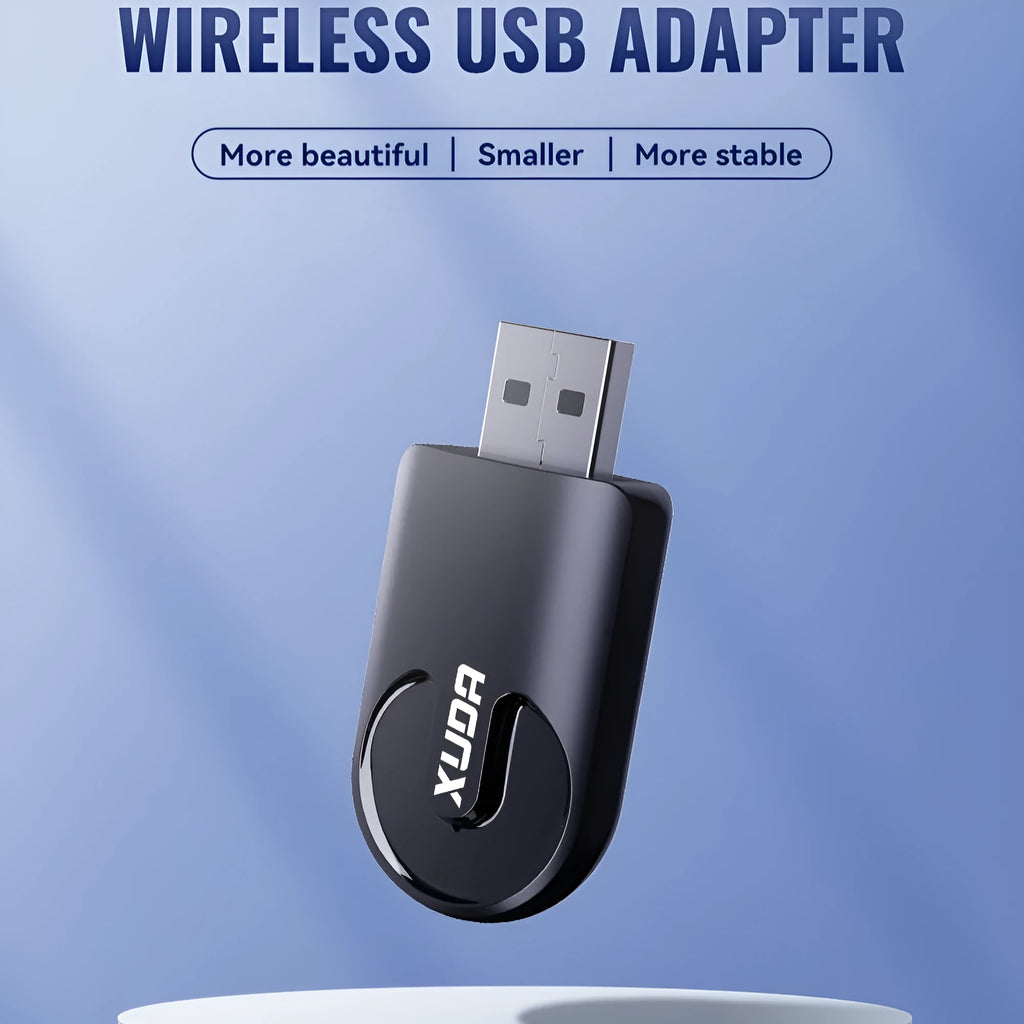 Black Mini CarPlay USB wireless data adapter with 26x55x13mm compact dimensions