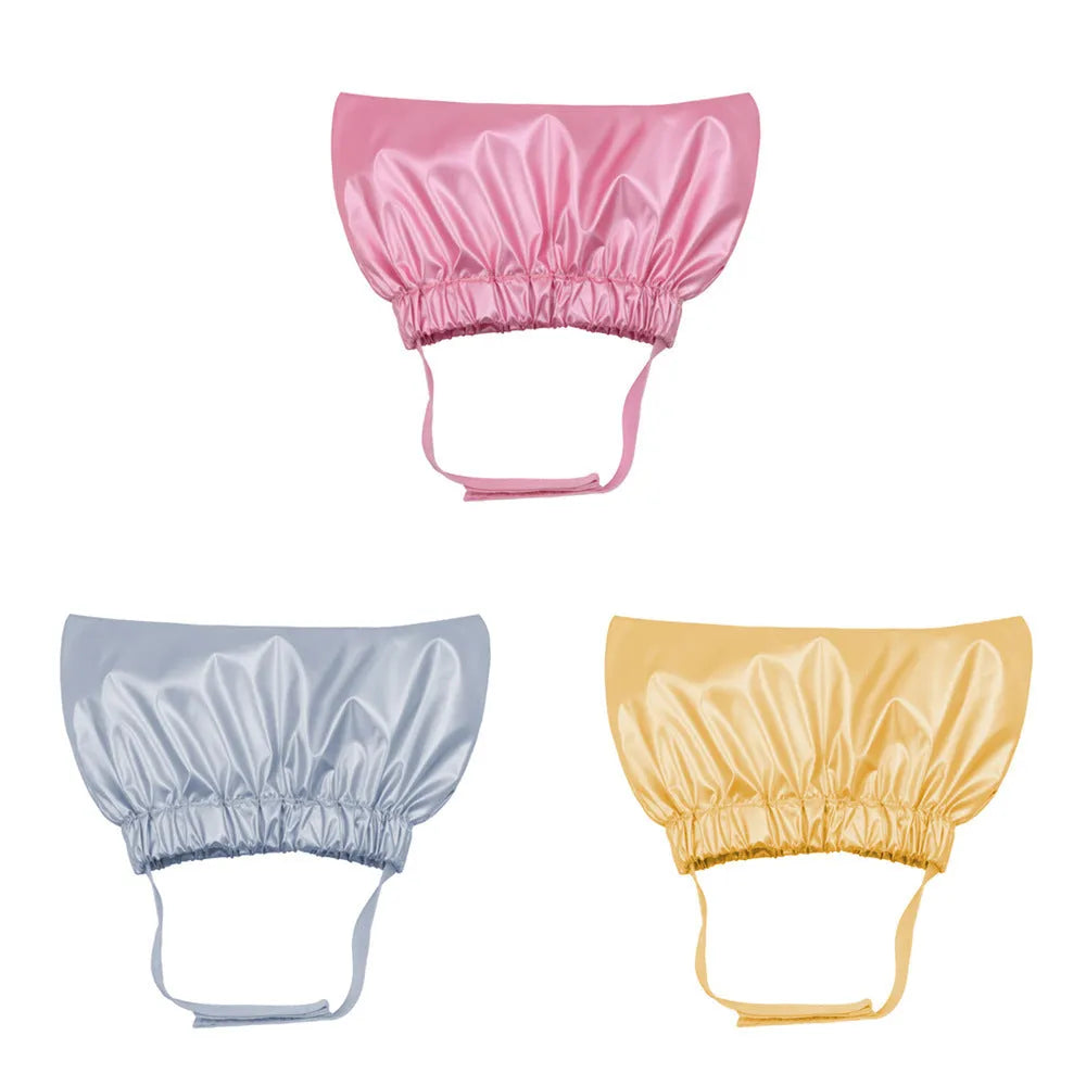 Silver pink or gold adjustable non-woven fabric shower cap for cats and dogs with ear protection design