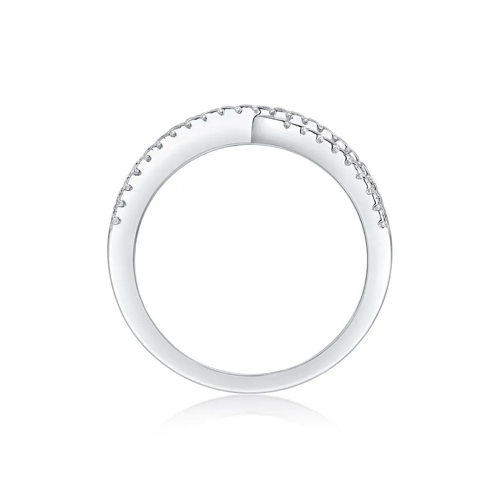 Love Interwoven moissanite wedding ring set in gold S925 silver with platinum plating on white background