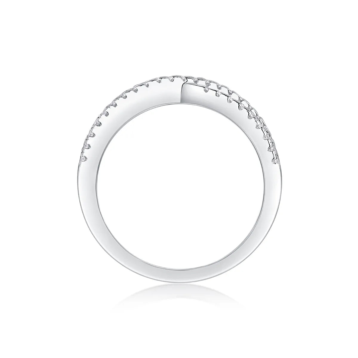 Love Interwoven moissanite wedding ring set in gold S925 silver with platinum plating on white background