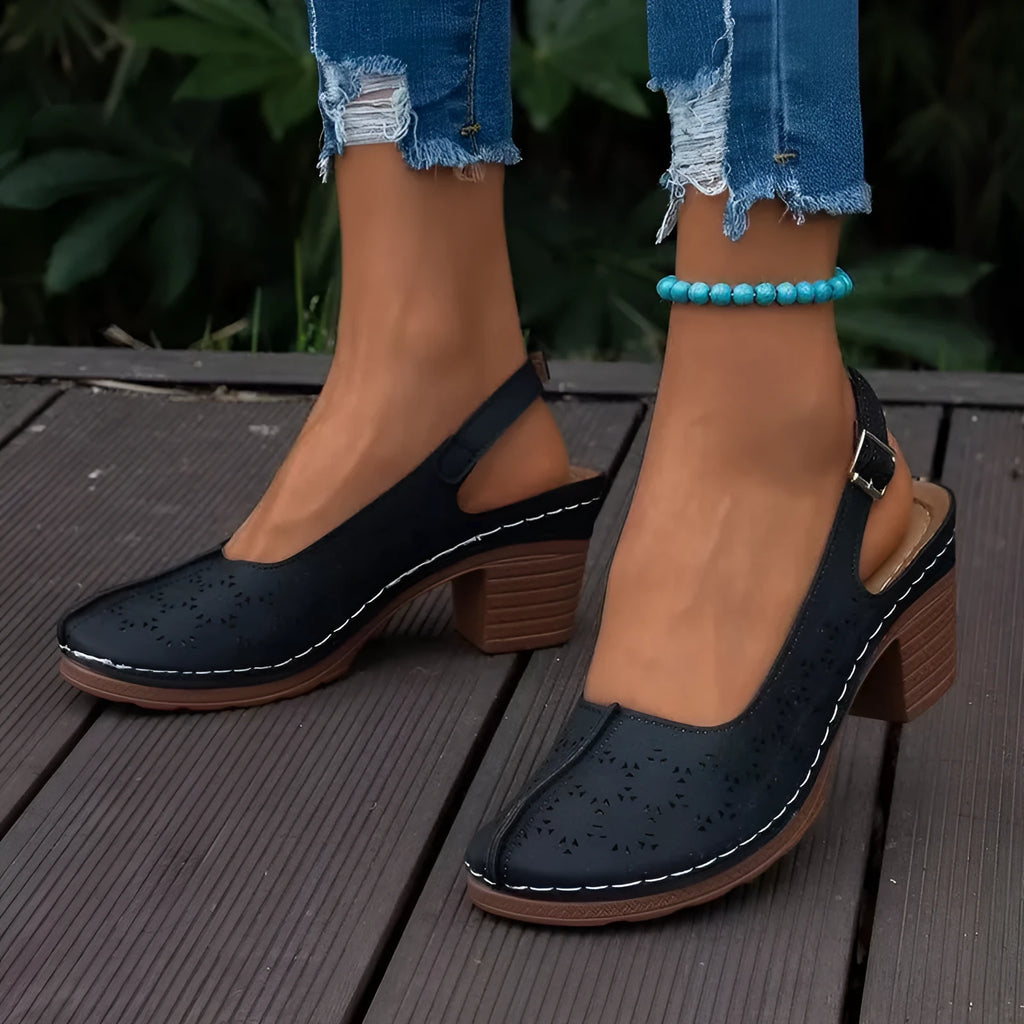 Women's closed toe wedge sandals in multiple colours with round toe and rubber sole