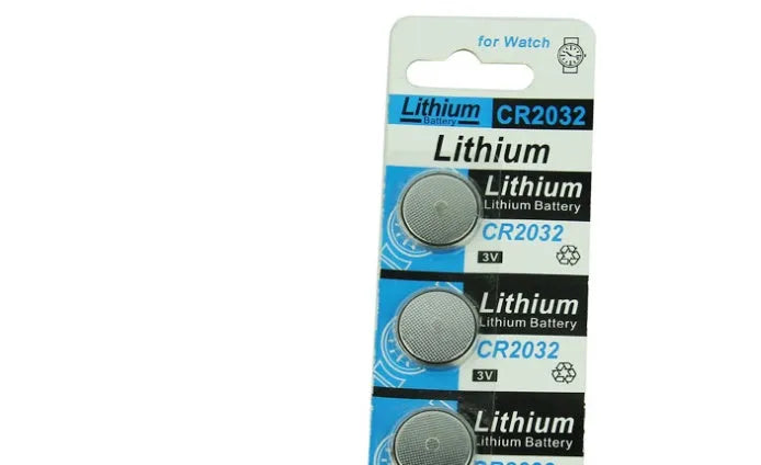 CR2032 lithium button battery pack with 5 capsules on card for weight scales and electronics