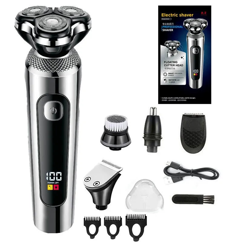 Digital USB rechargeable beard scraper with LED display and washable design